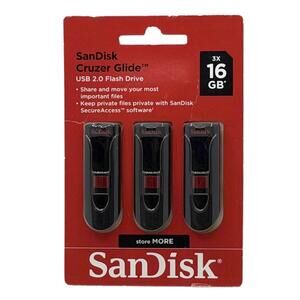 SanDisk Cruzer Glide USB 2.0 Flash Drive 3-Pack, 16GB Each